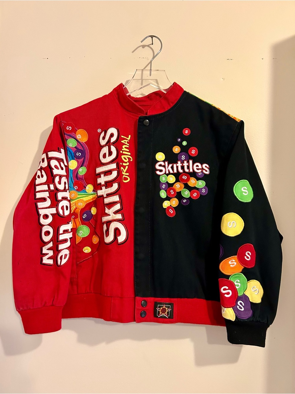 Vintage JH Design Skittles Original Bomber Jacket XL Y2K Rare Embroidered